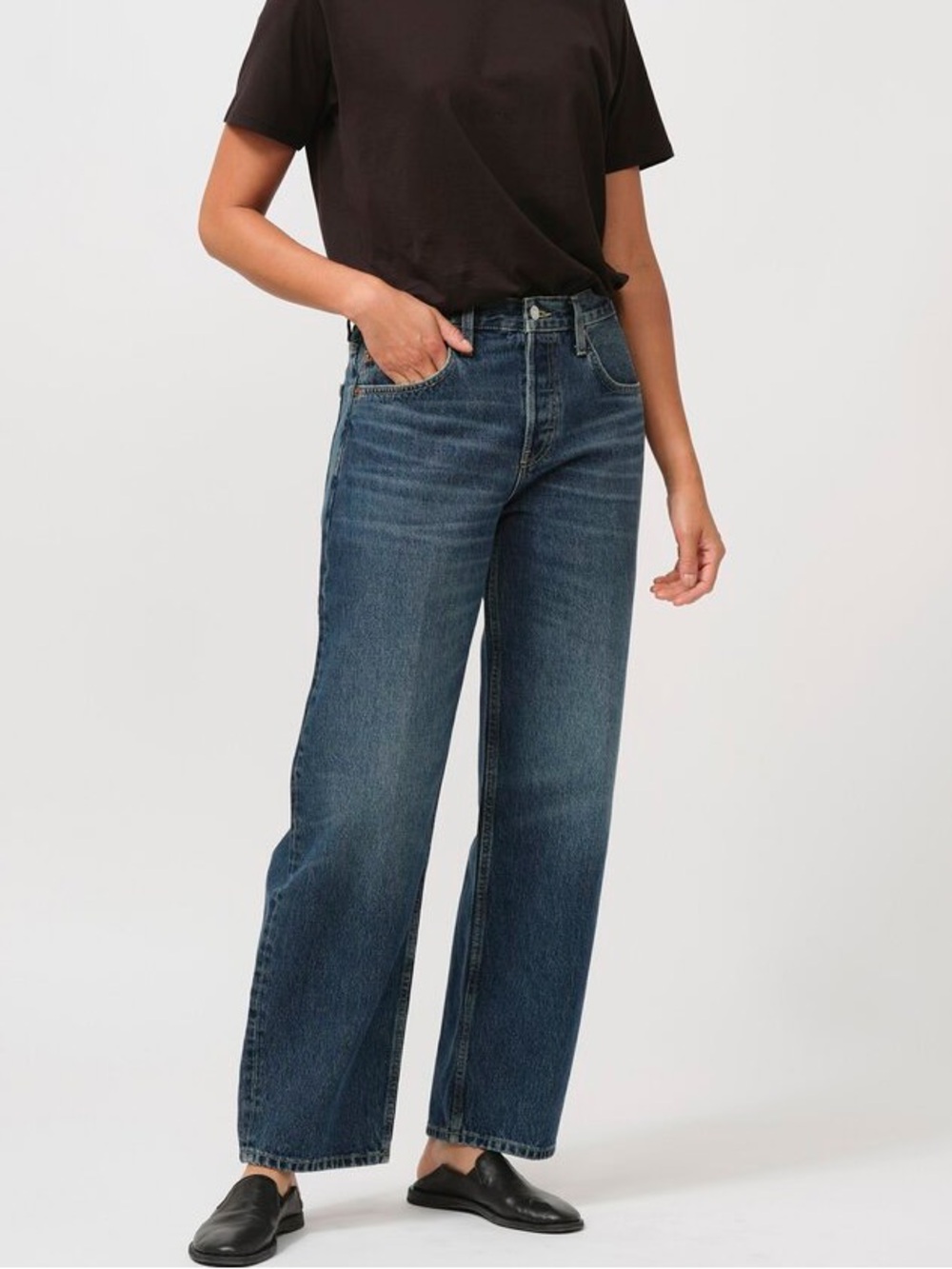 Re/done wide taper barrel jeans in whiskey indigo - 24 - Picture 2 of 4